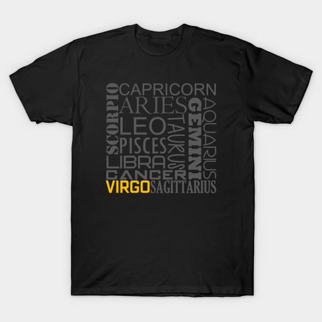 Virgo Zodiac Montage T-Shirt by inotyler